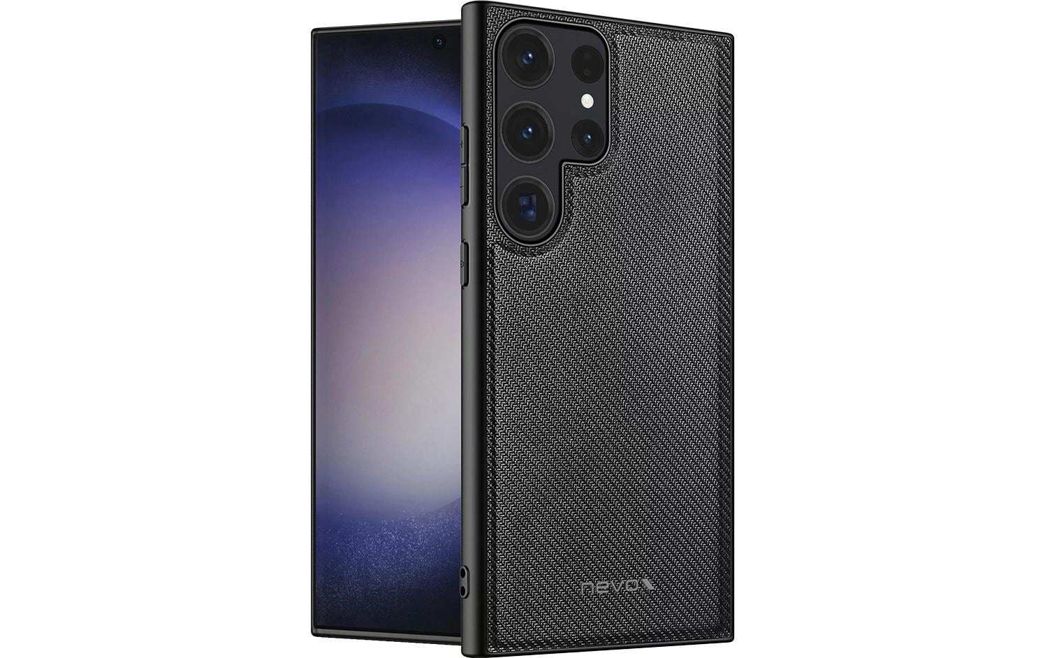 nevox StyleShell NYLO Backcover – für Samsung Galaxy S25 Ultra, Nylon+PC+TPU, schwarz, Karbonfaser