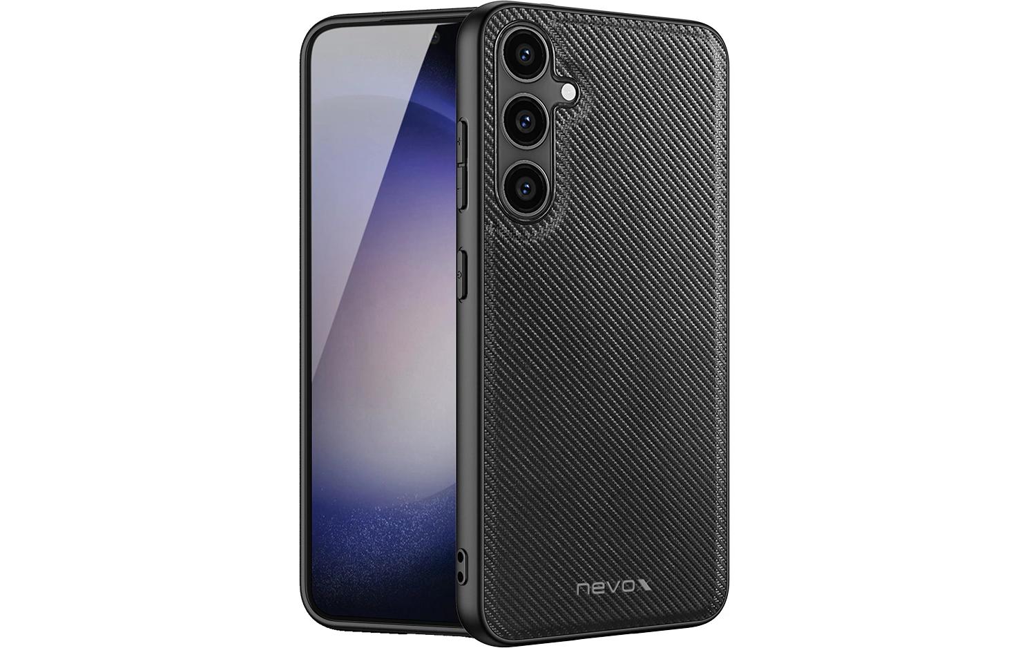 nevox StyleShell NYLO – Backcover – für Samsung Galaxy S25, Nylon+PC+TPU, Schwarz, Karbonfaser