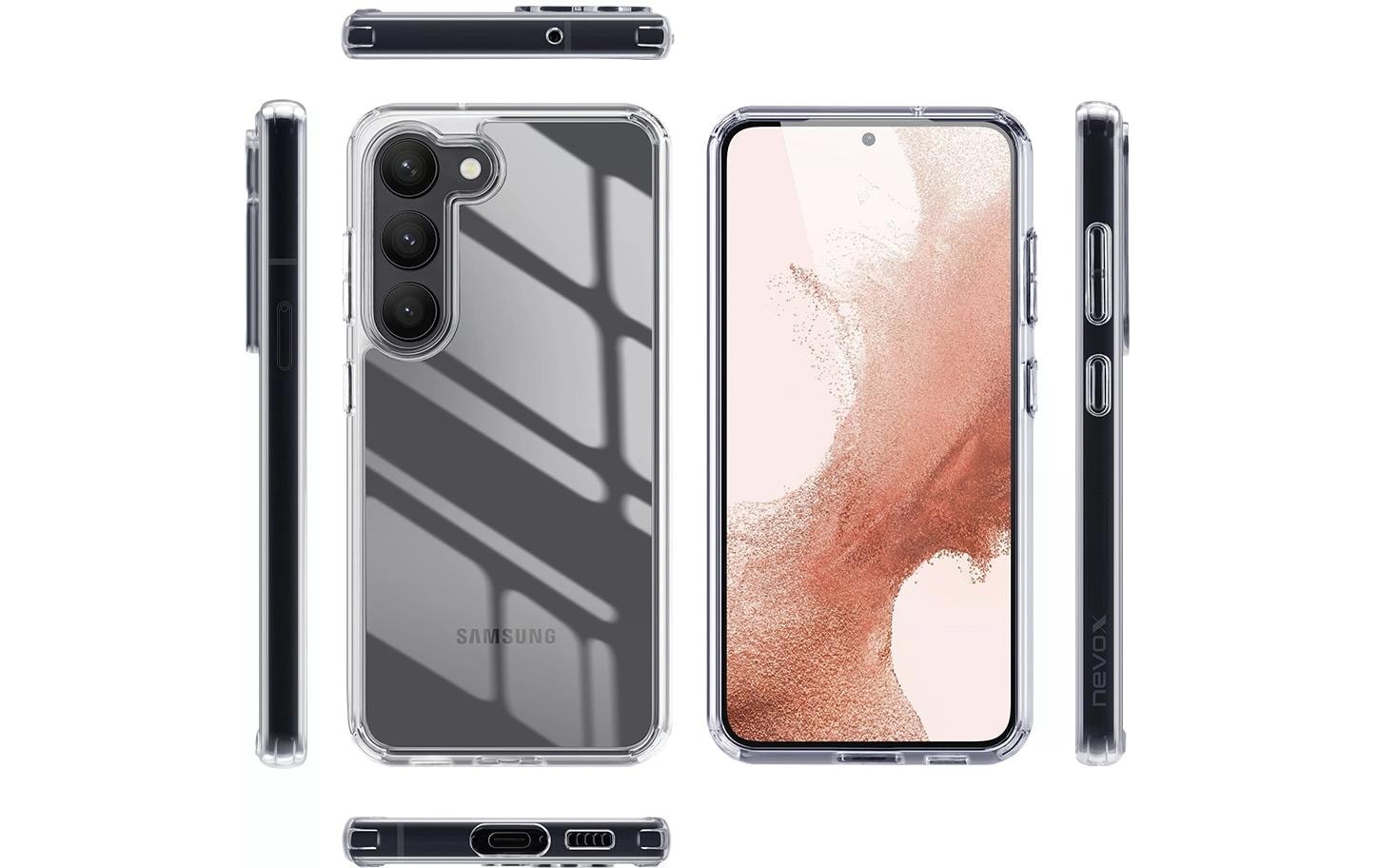 nevox Backcover – für Samsung Galaxy S24 Plus, Transparent, schmutzabweisend, tropfsicher, schockresistent