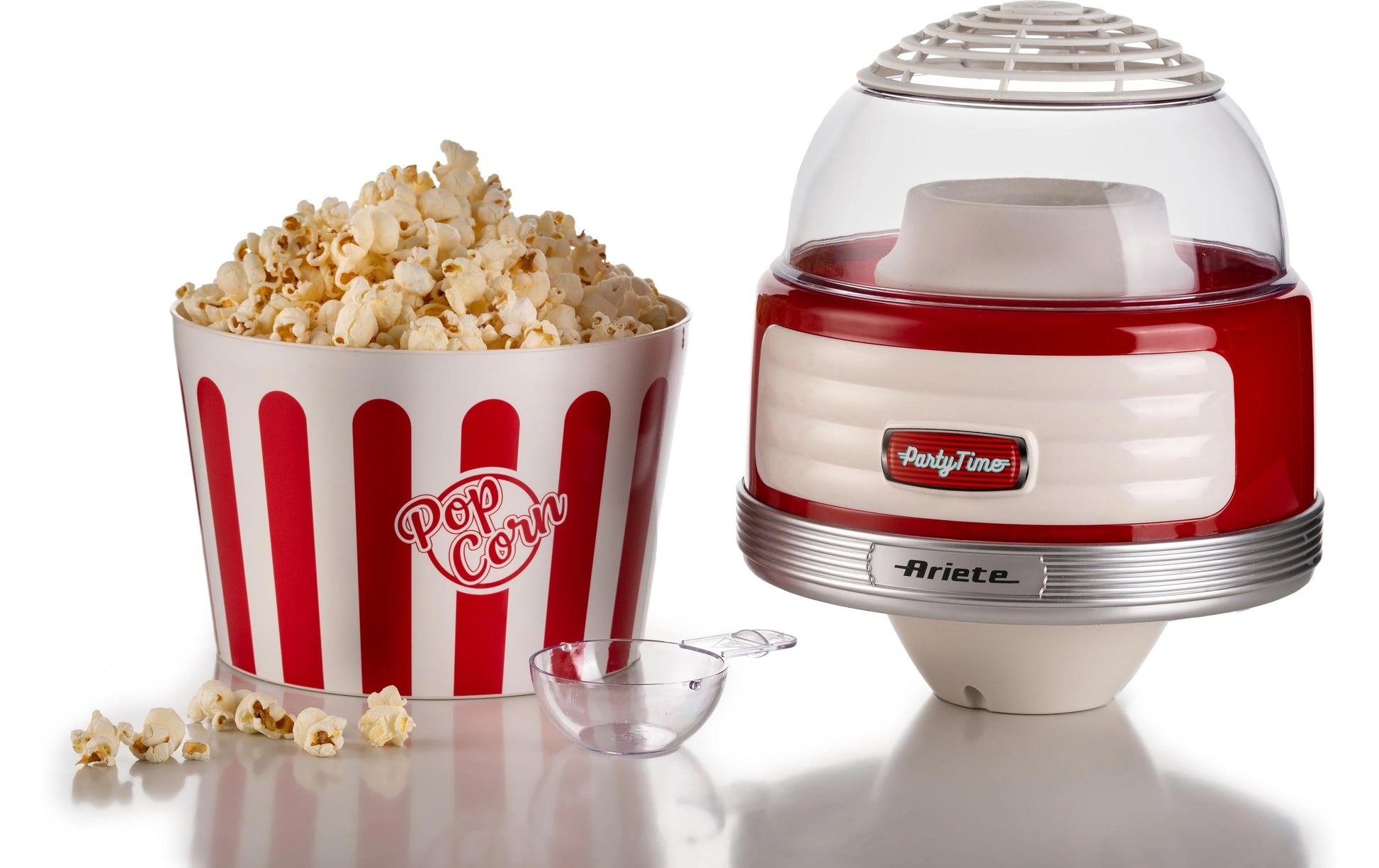 Ariete Popcorn Maschine ARI-2957-RD – 60 g, 1 100 W – rot/transparent/weiss