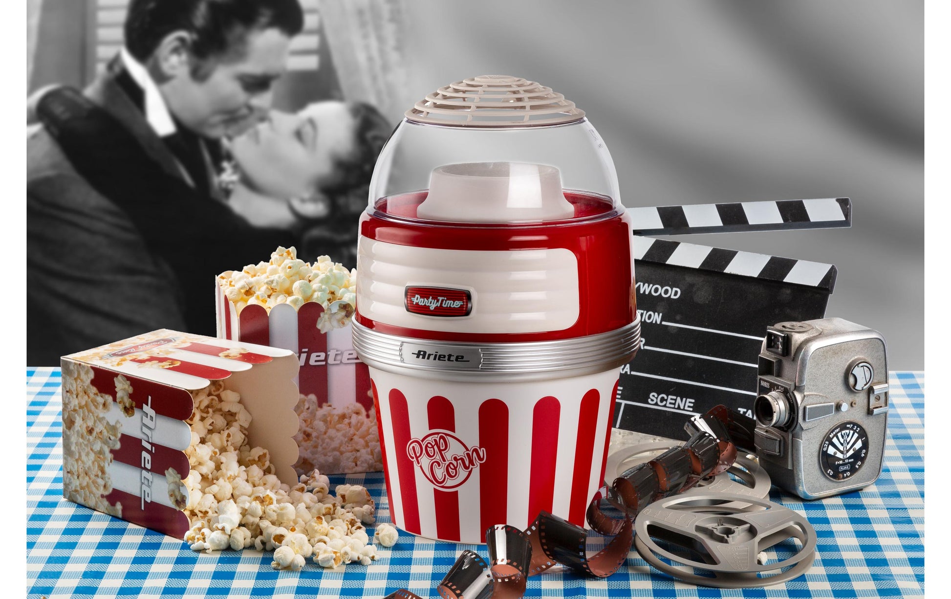 Ariete Popcorn Maschine ARI-2957-RD – 60 g, 1 100 W – rot/transparent/weiss