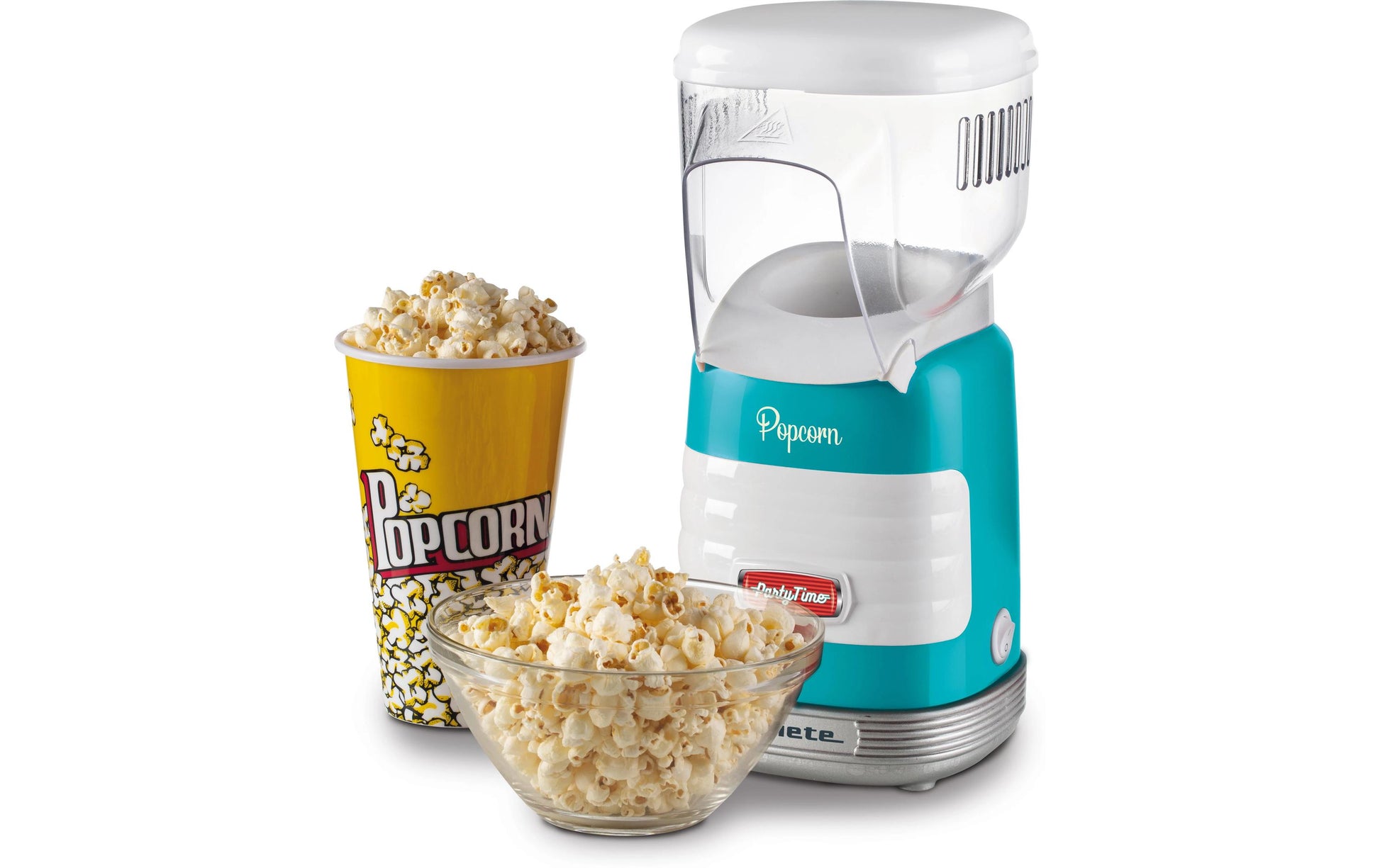 Ariete Popcornmaschine ARI-2956-BL – 60 g, Heissluft, 1100 W – Blau/Transparent