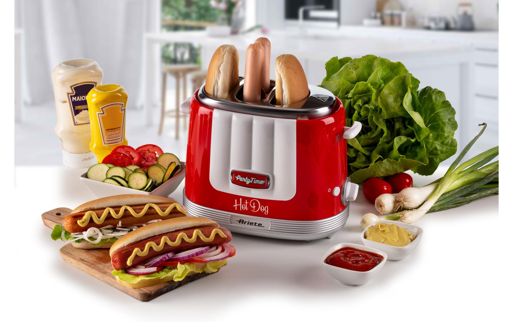 Ariete Hot-Dog-Gerät ARI-206-RD – 2 Hot Dogs, 5 Stufen, 650 W – Hellblau
