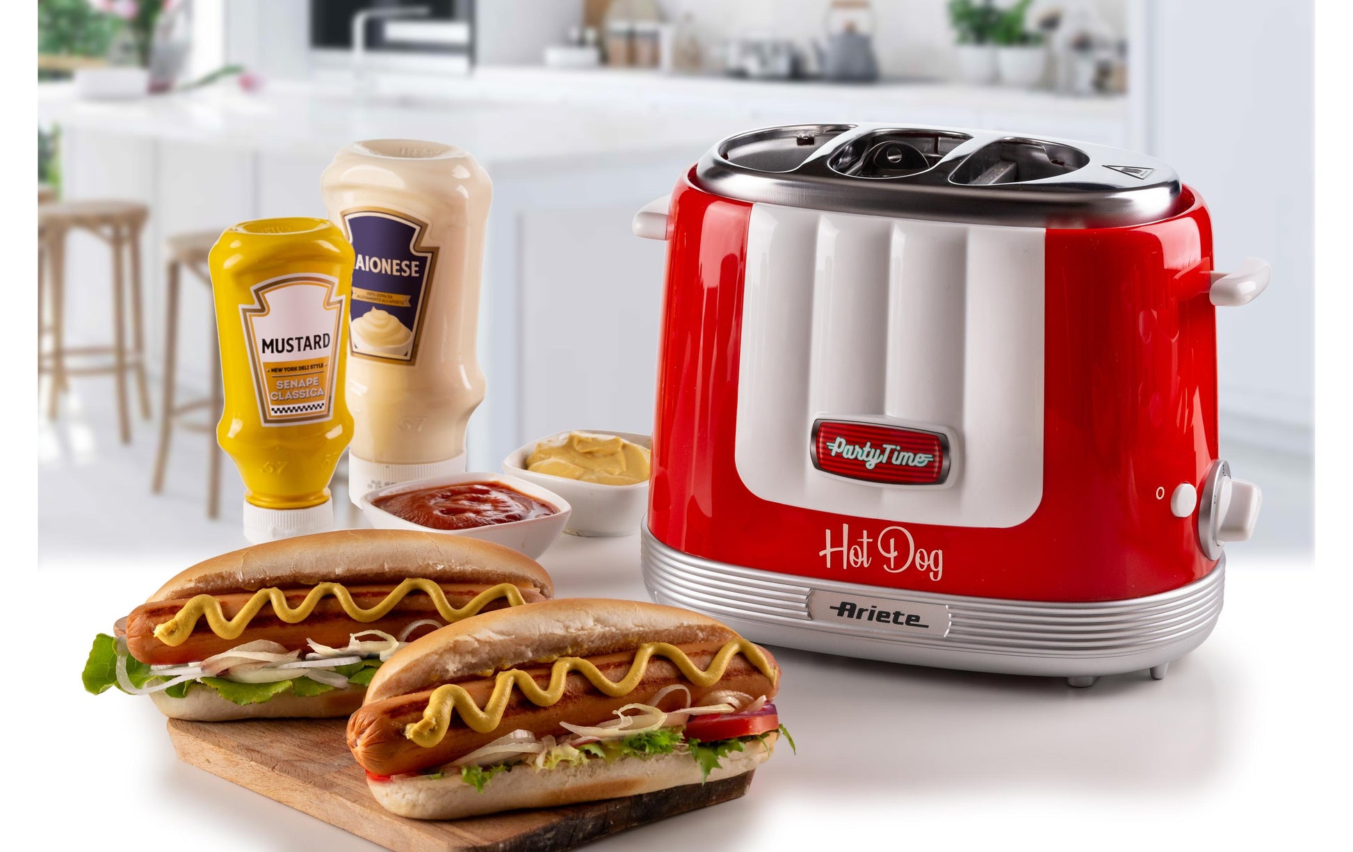 Ariete Hot-Dog-Gerät ARI-206-RD – 2 Hot Dogs, 5 Stufen, 650 W – Hellblau