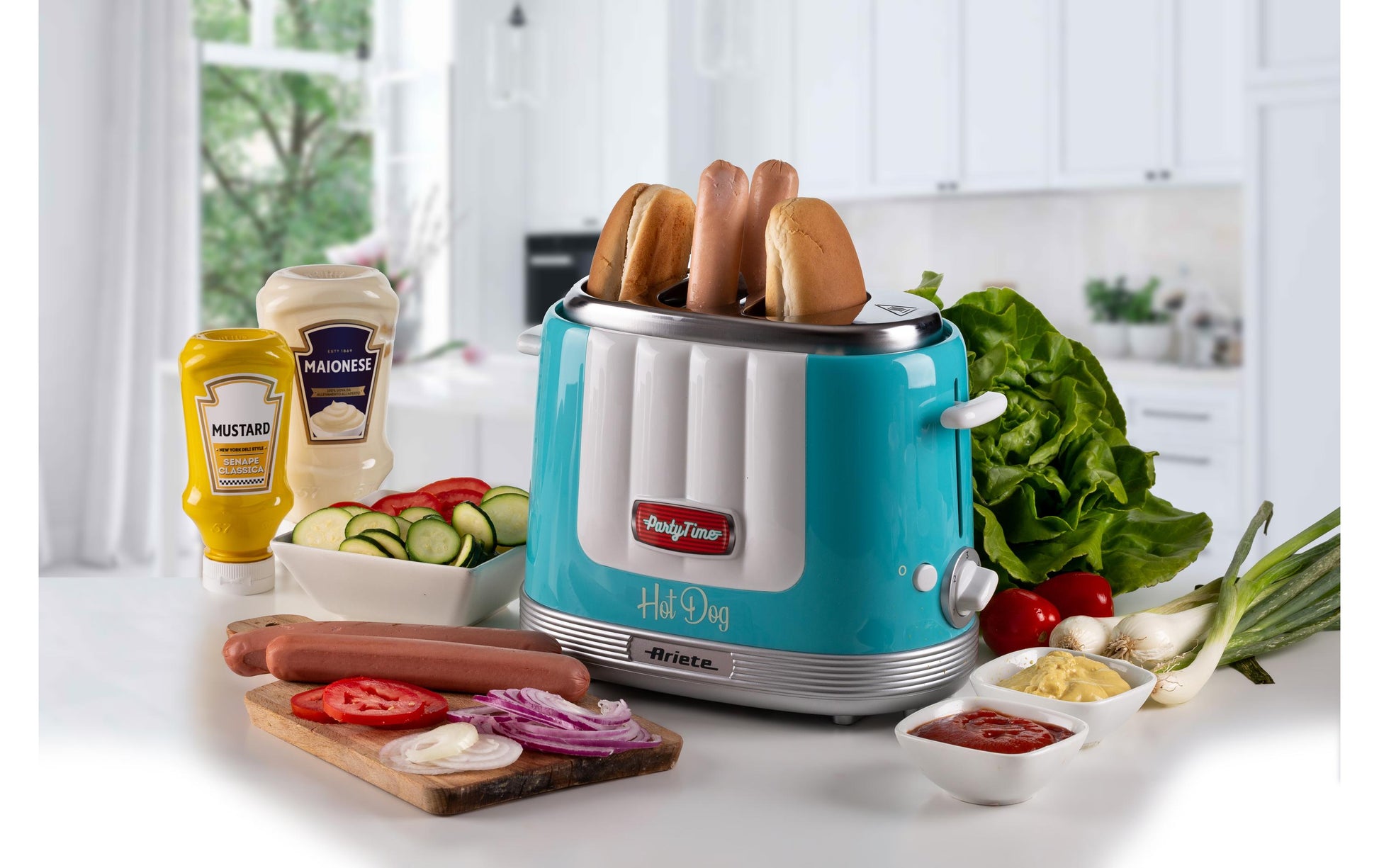 Ariete Hot Dog-Toaster ARI-206-BL – 650 W, 2 Hot Dogs, 5 Stufen – Hellblau