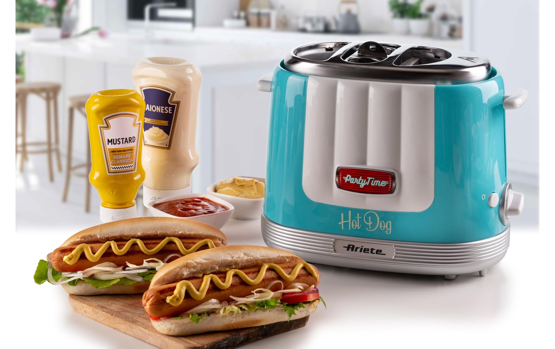 Ariete Hot Dog-Toaster ARI-206-BL – 650 W, 2 Hot Dogs, 5 Stufen – Hellblau
