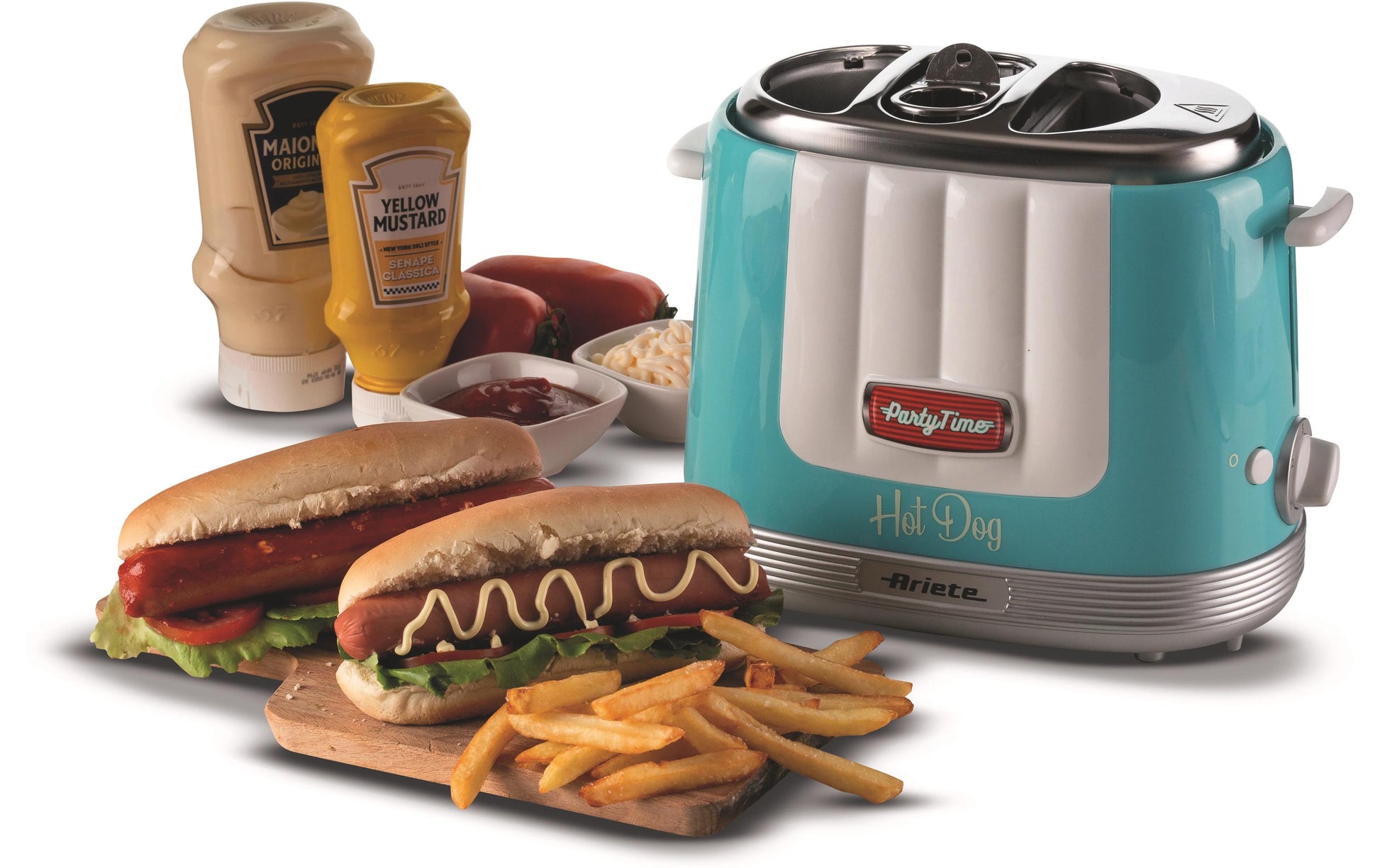 Ariete Hot Dog-Toaster ARI-206-BL – 650 W, 2 Hot Dogs, 5 Stufen – Hellblau