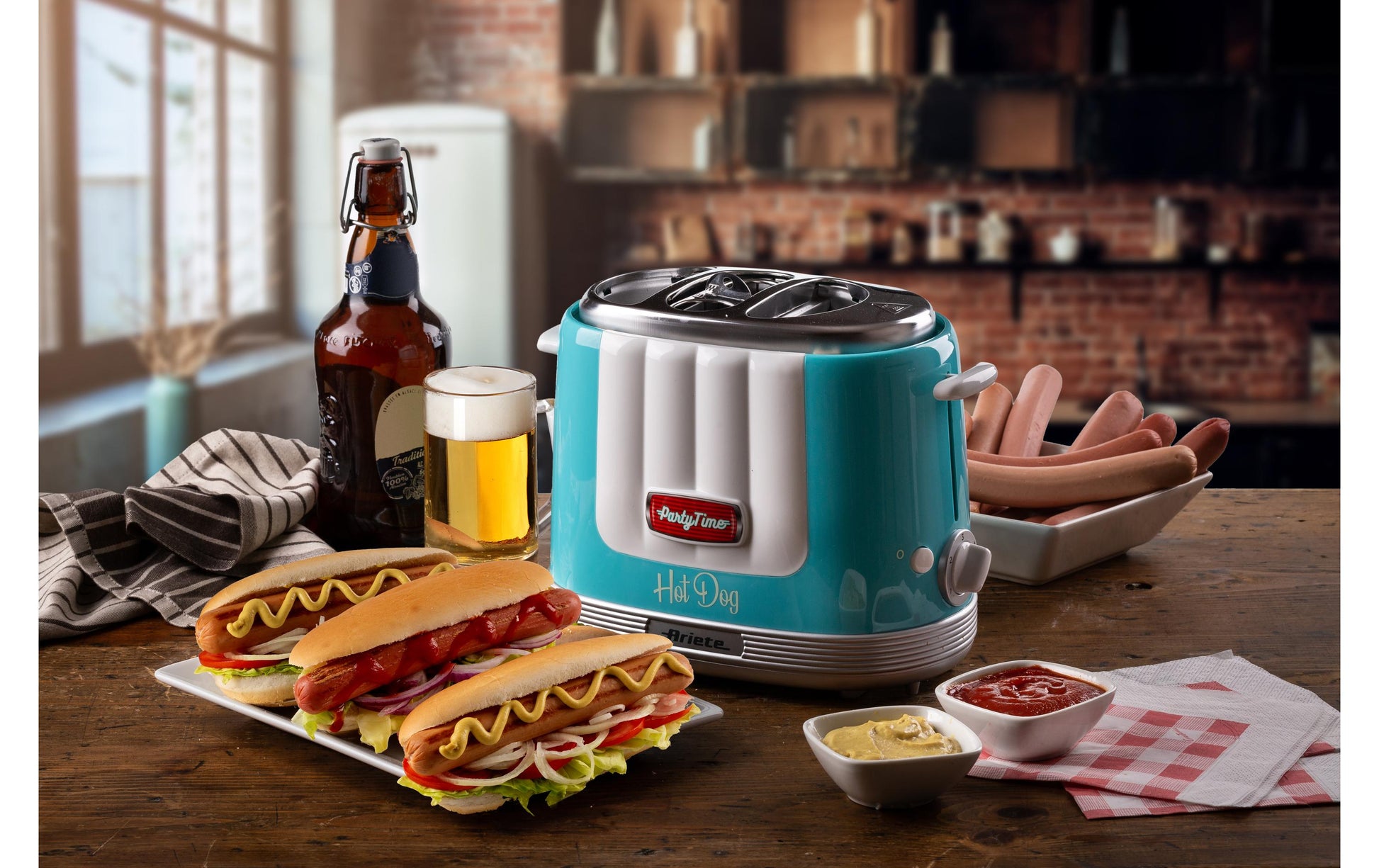 Ariete Hot Dog-Toaster ARI-206-BL – 650 W, 2 Hot Dogs, 5 Stufen – Hellblau