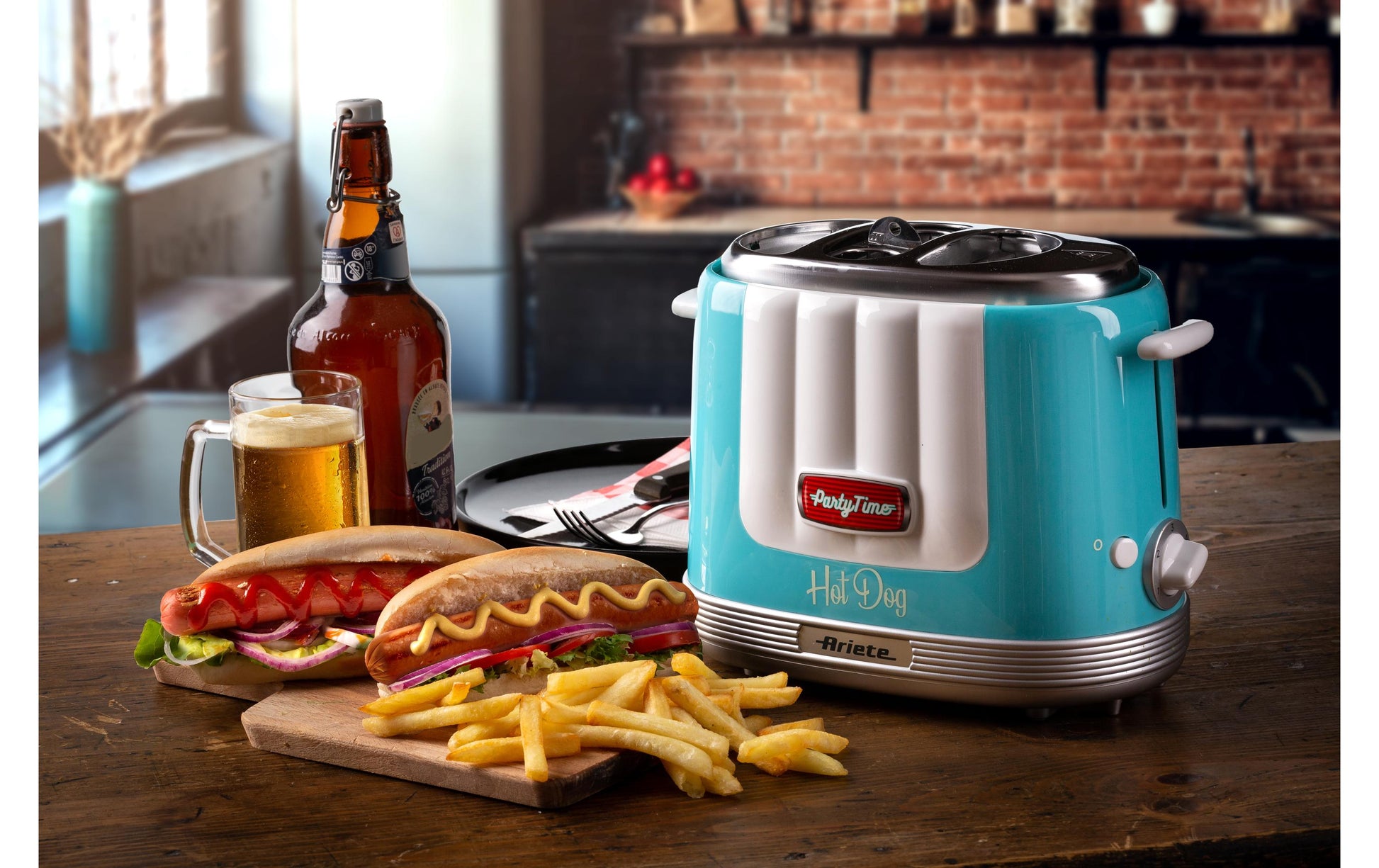 Ariete Hot Dog-Toaster ARI-206-BL – 650 W, 2 Hot Dogs, 5 Stufen – Hellblau