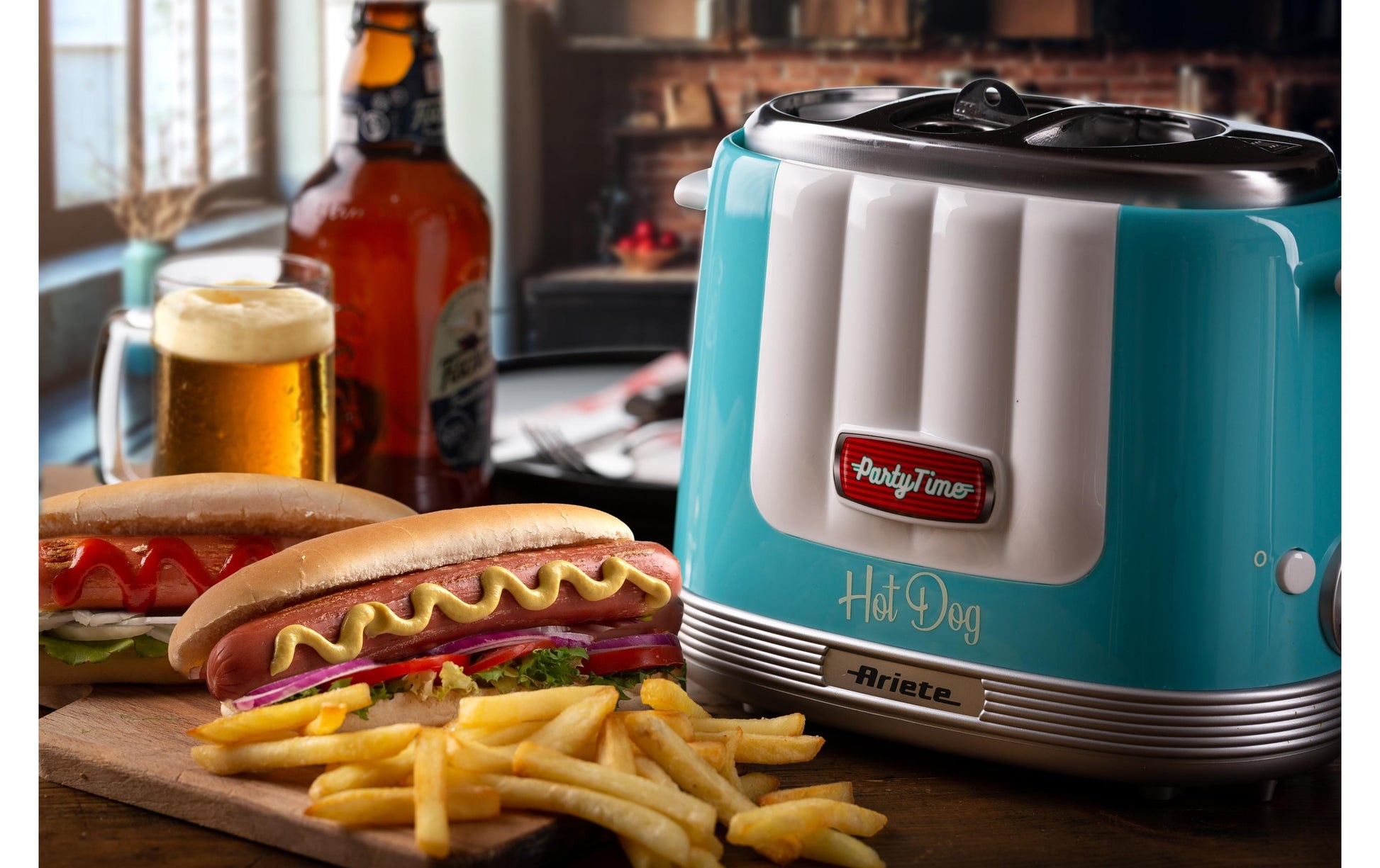 Ariete Hot Dog-Toaster ARI-206-BL – 650 W, 2 Hot Dogs, 5 Stufen – Hellblau
