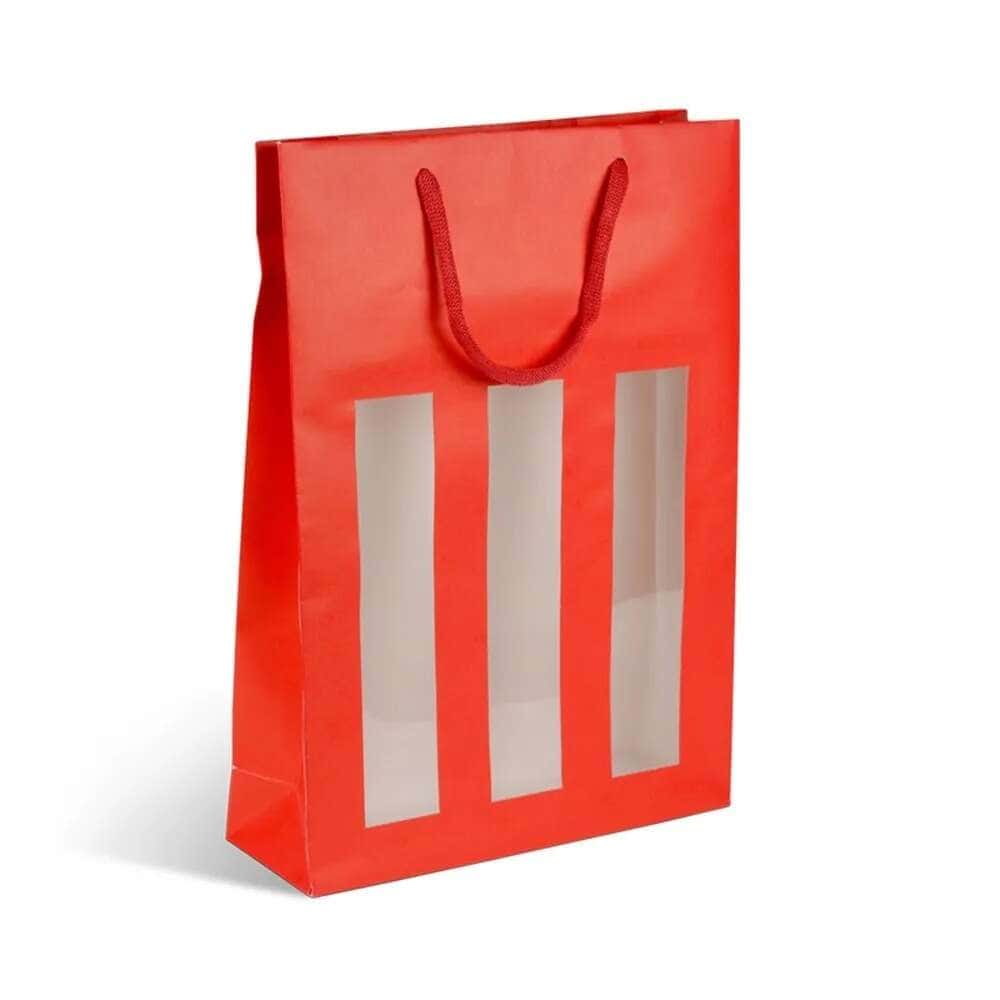 Brieger Geschenktasche Rot – 270 × 380 × 90 mm – für 3 Flaschen (0,7–1 l)