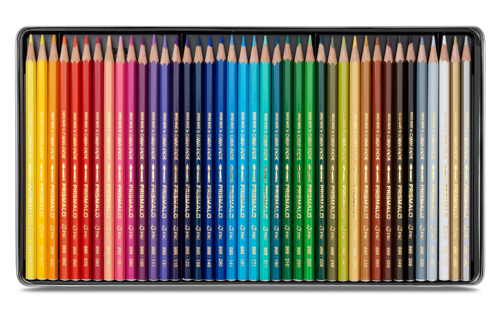Caran d-Ache Caran d'Ache Prismalo Aquarellfarbstifte – 40 Farben, im Metalletui, Ø 3 mm, FSC