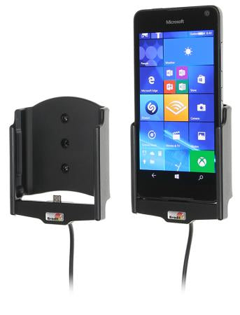 Brodit Auto-Halterung, kipp- und schwenkbar, mit 2 A Ladefunktion – für Microsoft Lumia 650 – Schwarz