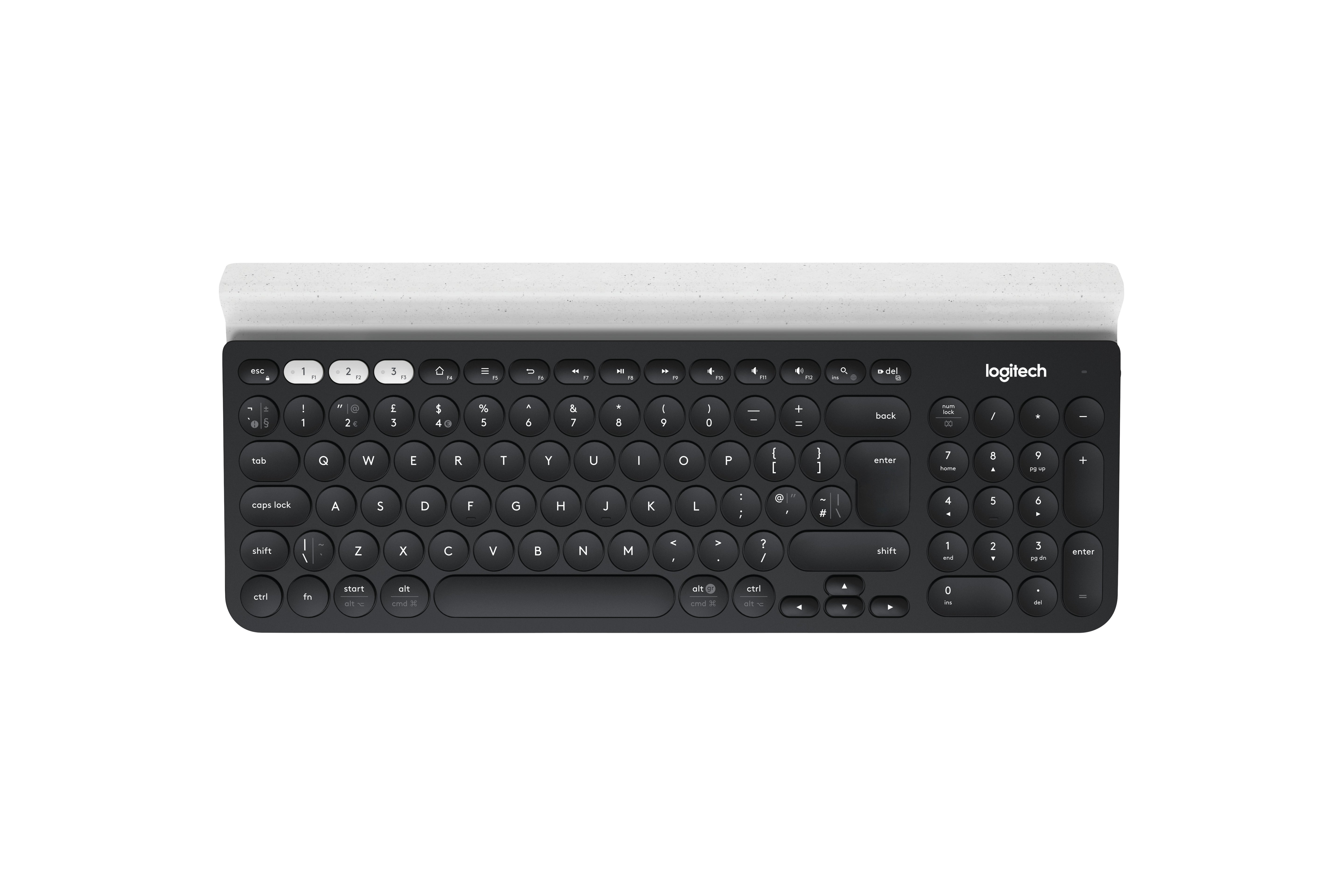 Logitech K780 – Tastatur – Schere – Bluetooth & 2,4 GHz (Unifying-Empfänger) – QWERTY (Nordisch) – Grau/Weiss