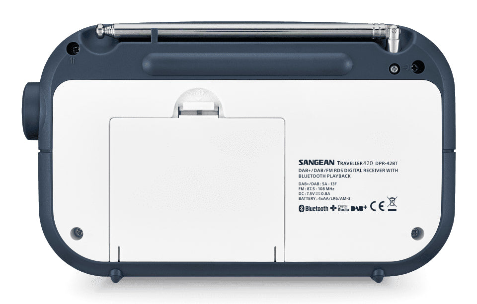 Sangean DPR-42BT – Tragbares DAB+ Radio, UKW, Bluetooth – Weiss/Blau