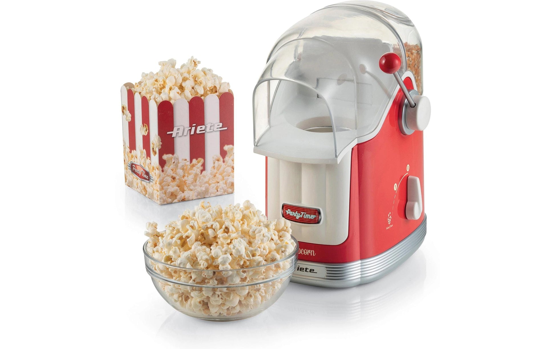 Ariete Popcorn-Maschine ARI-2958-RD – 600 g, Heissluft, 1100 W – Rot/Weiss