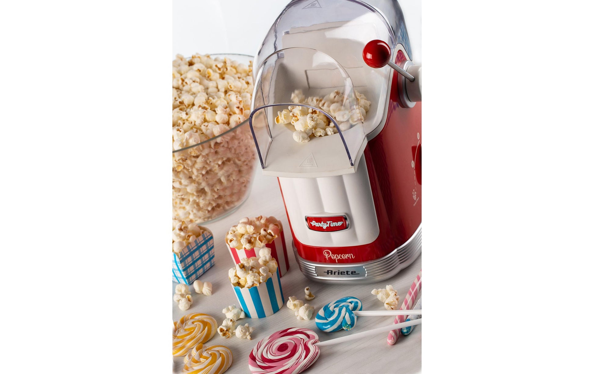 Ariete Popcorn-Maschine ARI-2958-RD – 600 g, Heissluft, 1100 W – Rot/Weiss