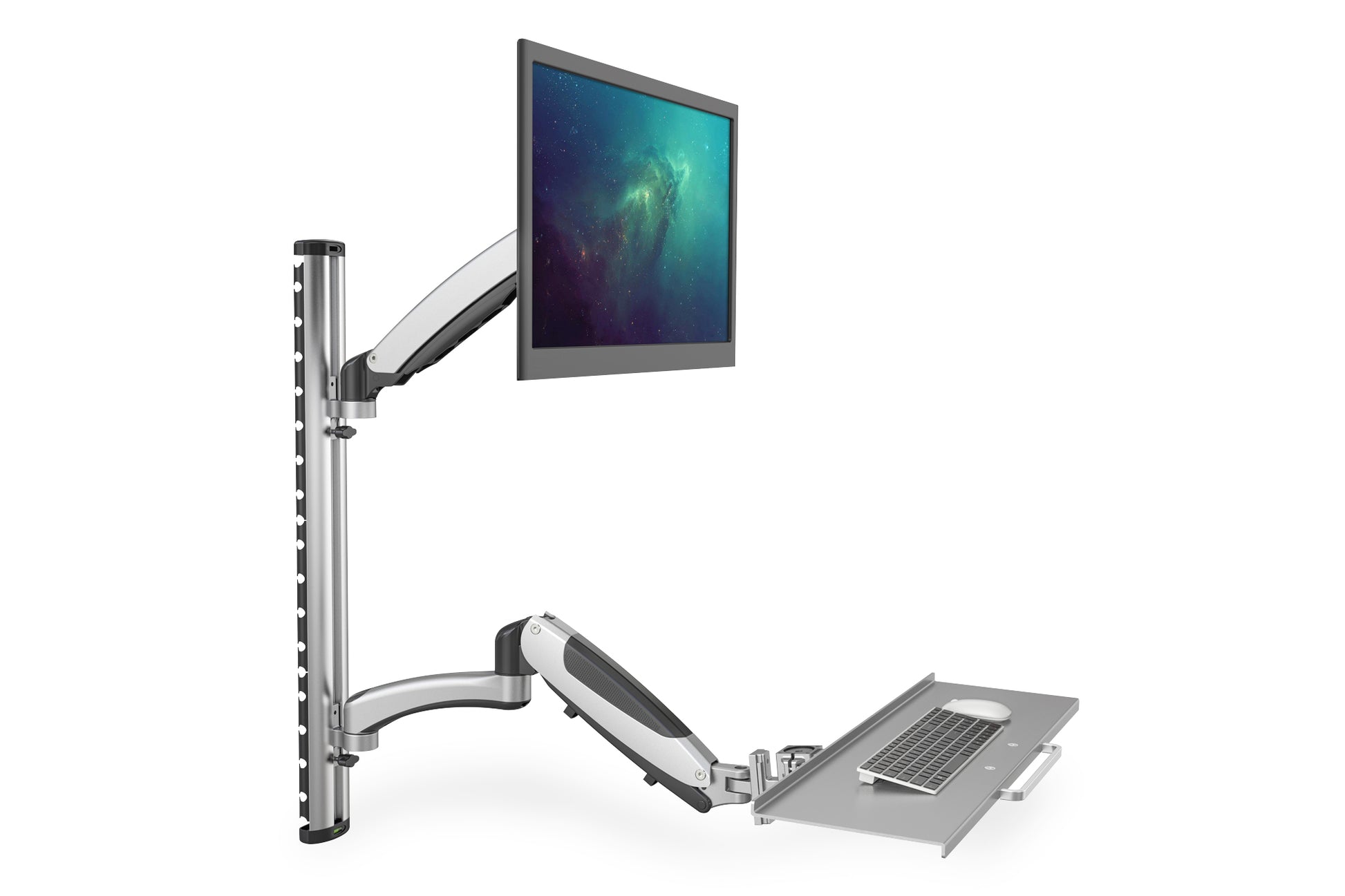 Digitus Monitorarm, Wandmontage, bis 27", VESA 75 × 75/100 × 100 mm, 8 kg, höhenverstellbar, mit Tastaturhalterung