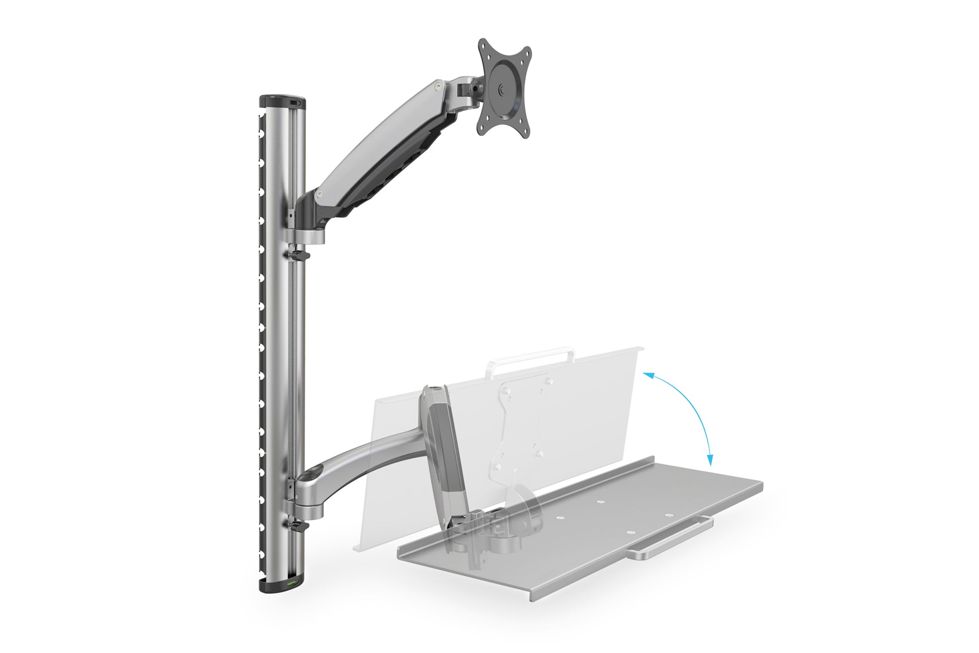 Digitus Monitorarm, Wandmontage, bis 27", VESA 75 × 75/100 × 100 mm, 8 kg, höhenverstellbar, mit Tastaturhalterung