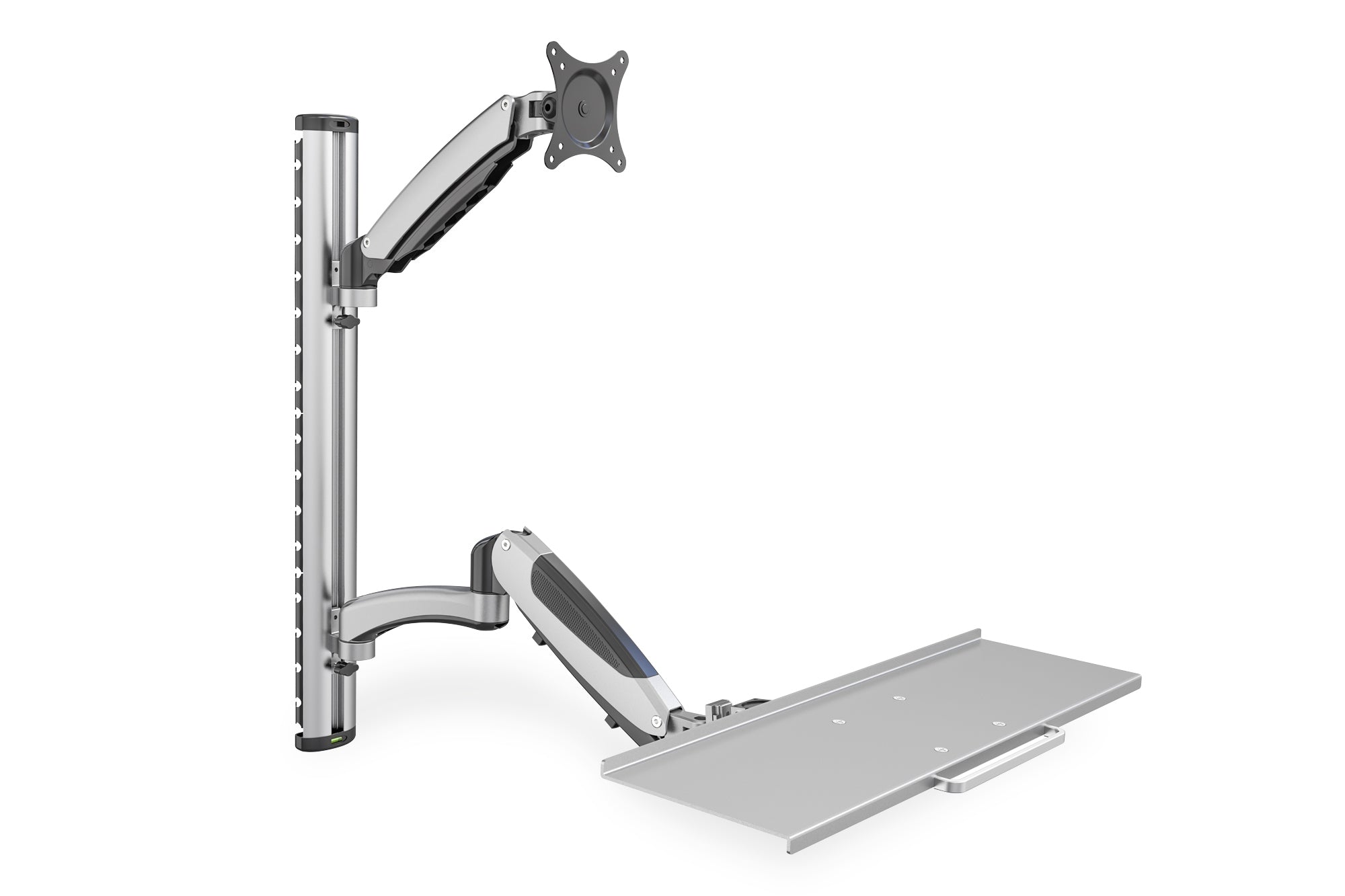 Digitus Monitorarm, Wandmontage, bis 27", VESA 75 × 75/100 × 100 mm, 8 kg, höhenverstellbar, mit Tastaturhalterung