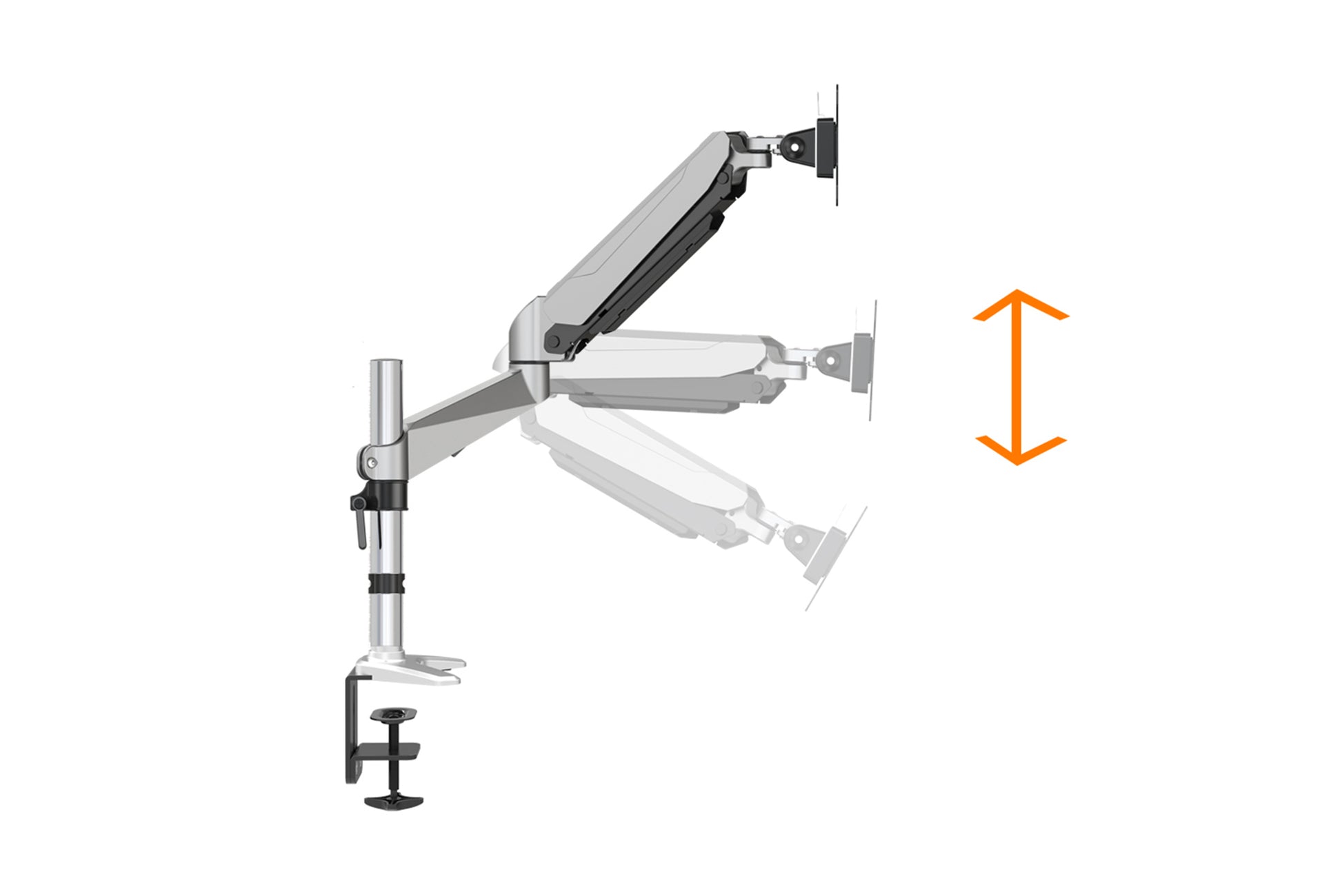 Digitus Monitorarm, Tischklemme, bis 27", VESA 75 × 75/100 × 100 mm, 8 kg, schwarz, silber