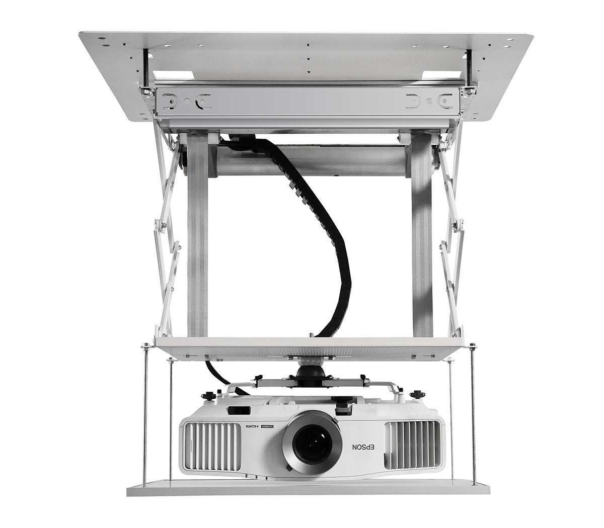 Grandview Projektor-Deckenlift – Absenkung 0–50 cm, 25 kg, teleskopisch, verbessertes Kabelmanagement, weiss