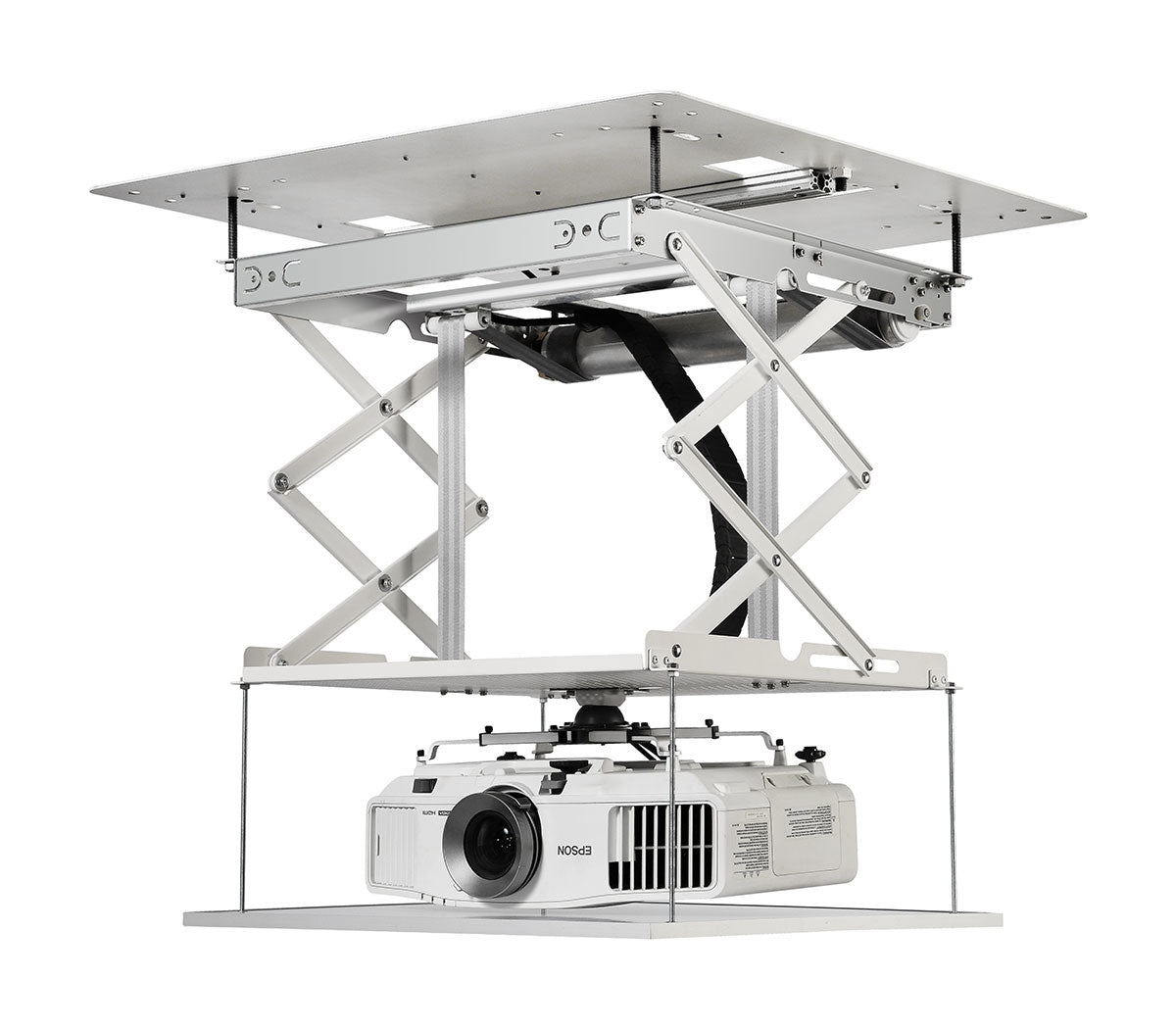 Grandview Projektor-Deckenlift – Absenkung 0–400 cm, Tragkraft 15 kg, elektrisch, weiss