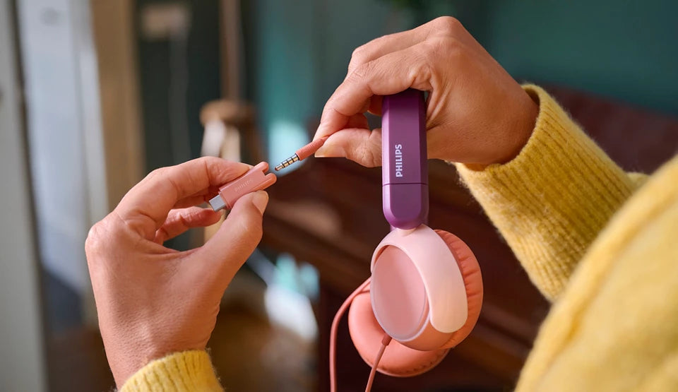 Philips TAK2000MP/00 Kinderkopfhörer – On-Ear, Stereo, Kabel, 3,5 mm Klinke, 85 dB Lautstärke-Limit, Magenta