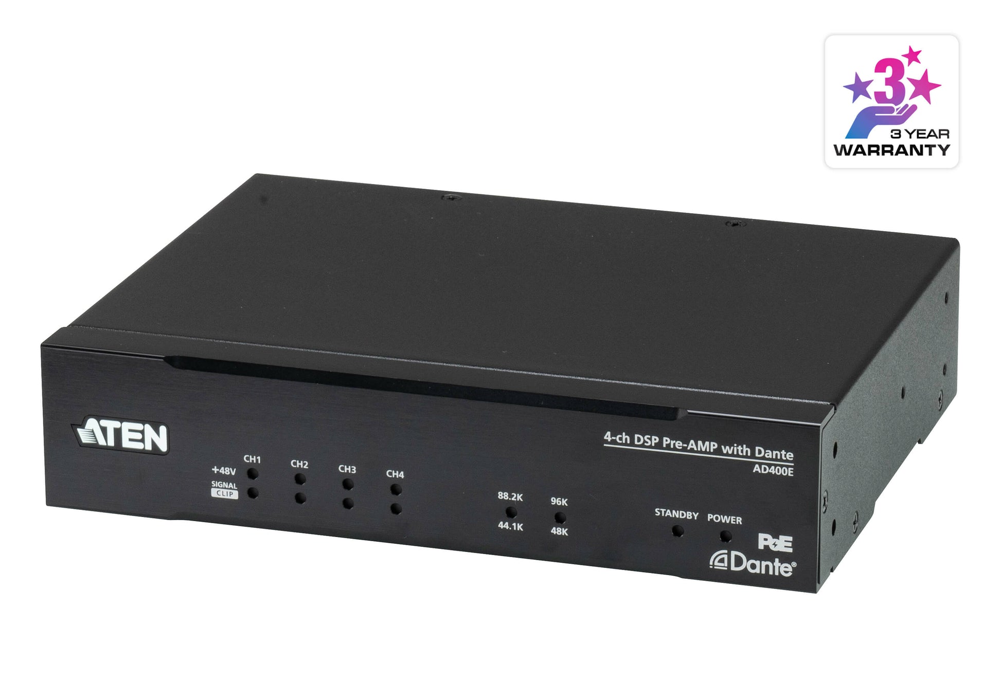 ATEN AD400E – Studio-Mischpult (4-Kanal), 24 Bit, 44,1–96 kHz, Schwarz