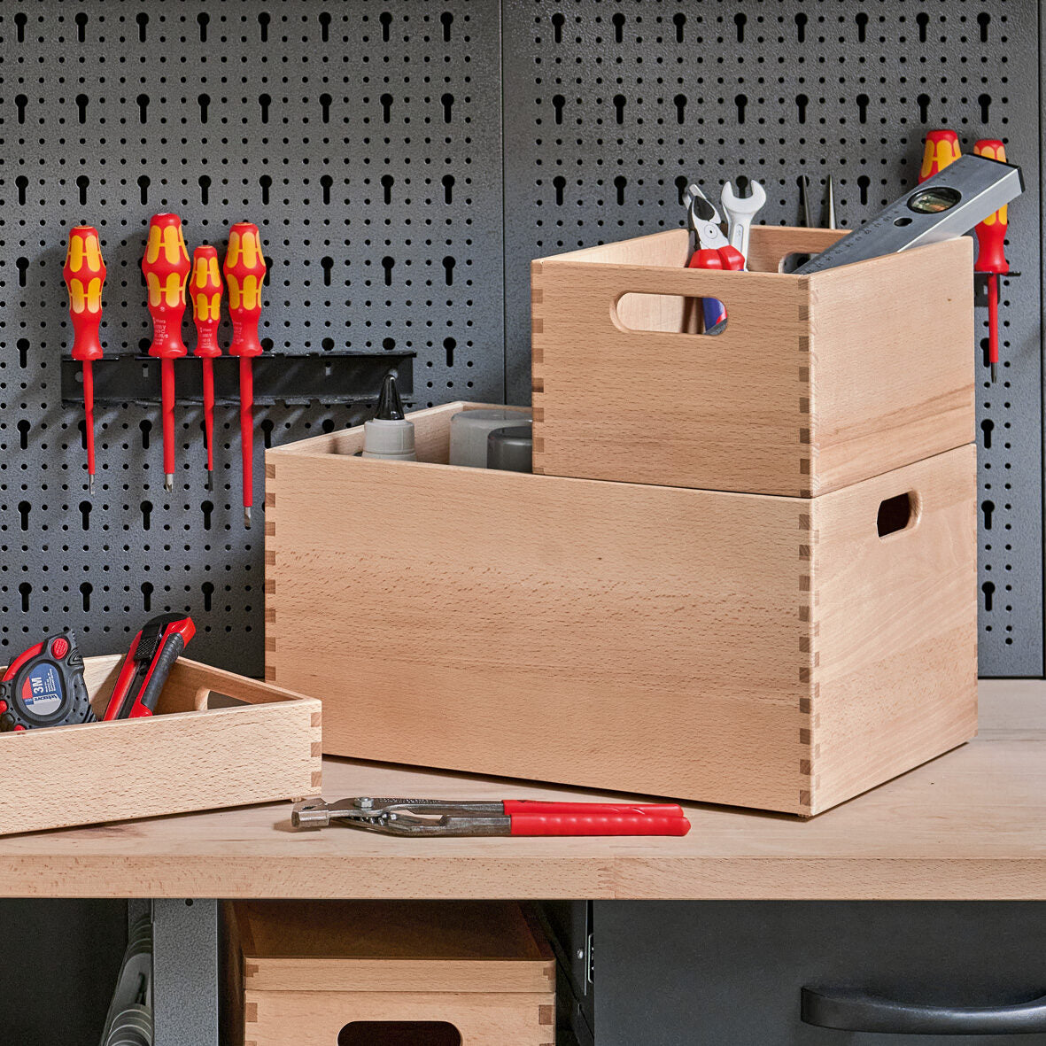 Zeller Present Aufbewahrungsbox ohne Deckel – Holz – Braun – stapelbar, mit Griff – 200 × 150 × 300 mm
