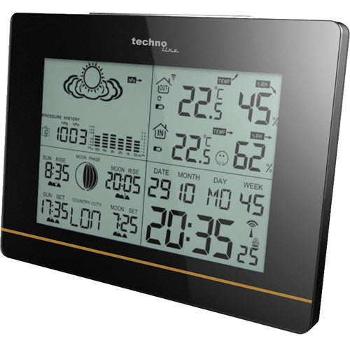 Technoline WS6750 – Wetterstation, Innen/Aussen, Hygrometer & Barometer, inkl. Aussensender – Schwarz