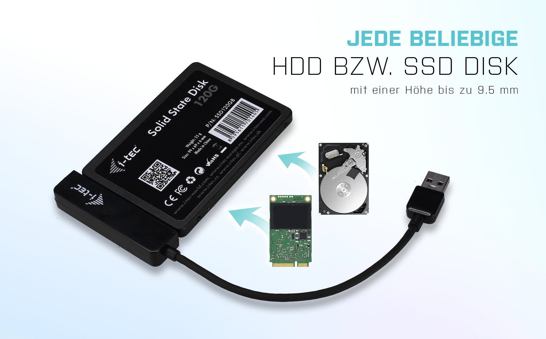 i-tec MySafe USB 3.0 – 1-Bay Desktop – für 2,5" HDD/SSD, SATA