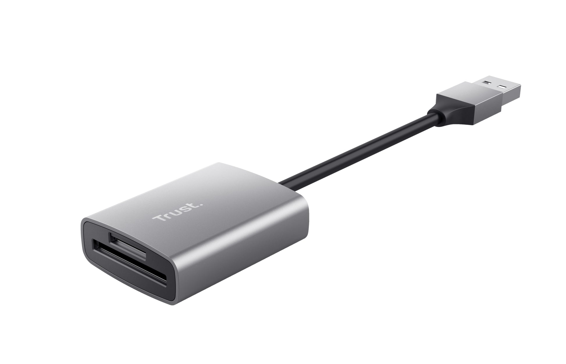 Trust Kartenleser – SD/microSD (SDHC/SDXC), 140 Mbit/s, USB-A, 0,08 m, USB 3.2 Gen 1 (5 Gbit/s) – Aluminium
