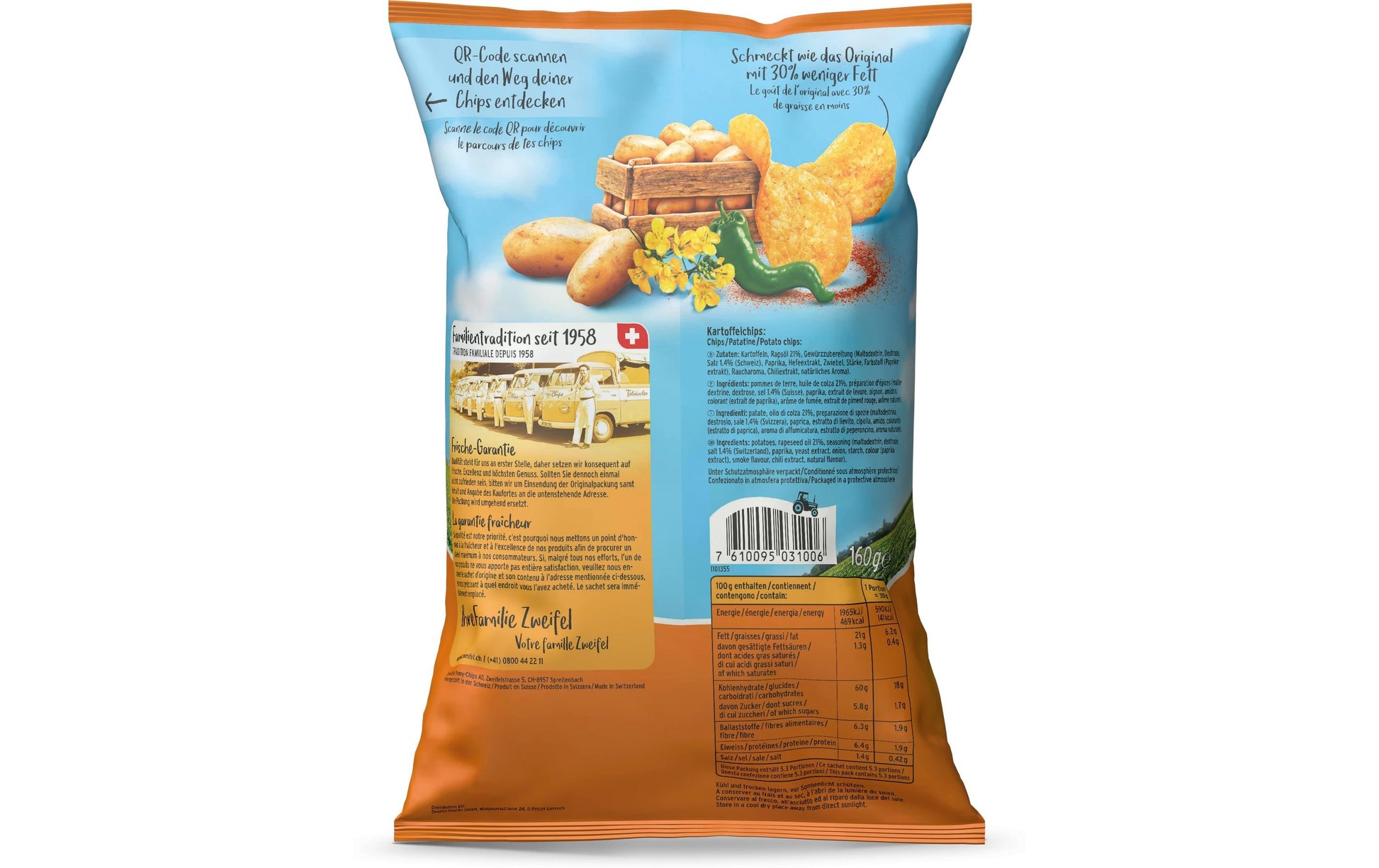 Zweifel Cractiv Chips – Paprika, glutenfrei – 160 g