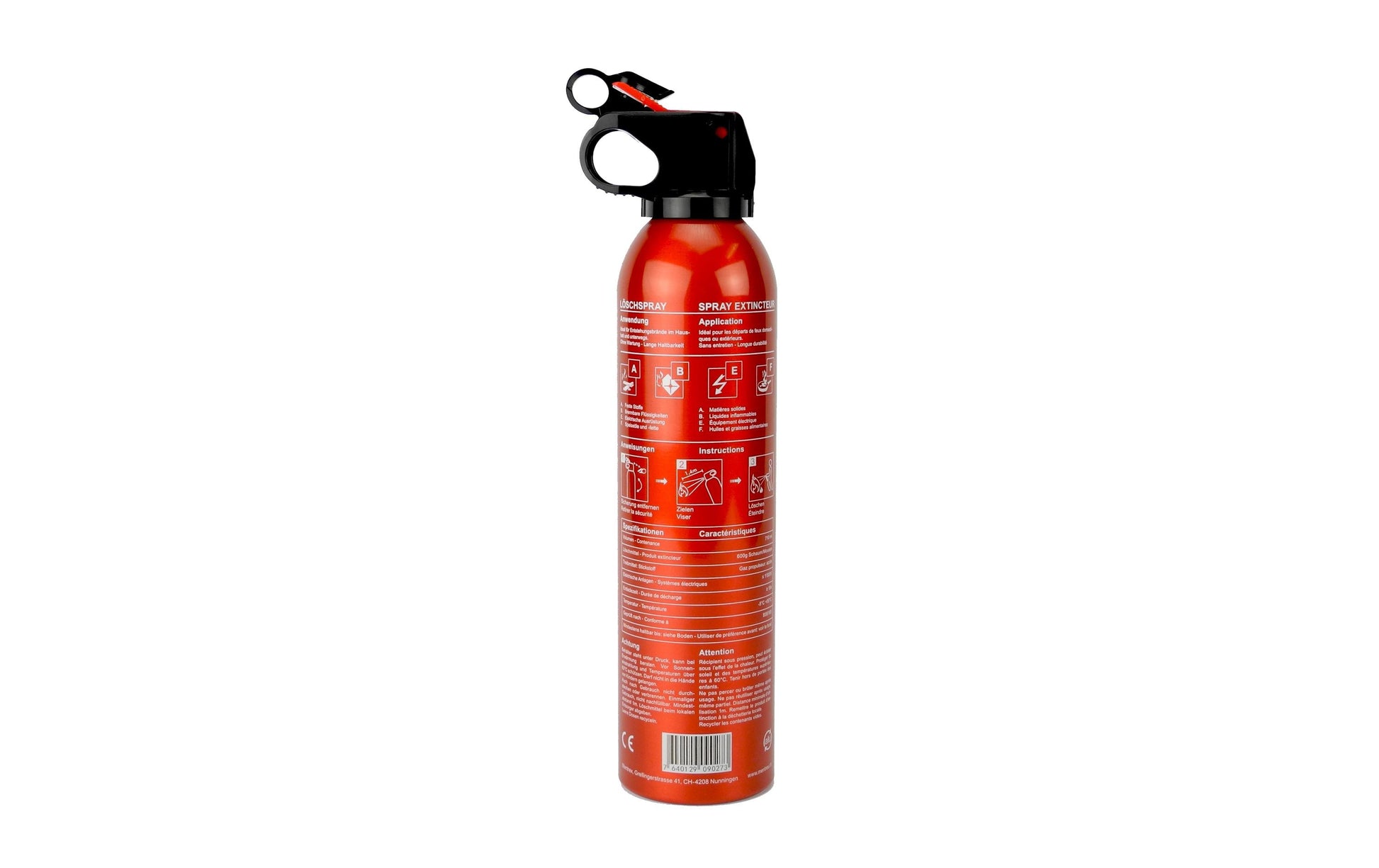 Mentrex Feuerlöschspray Schaum, 0,6 l, Ø6,6 cm × 29,7 cm, Brandklasse A