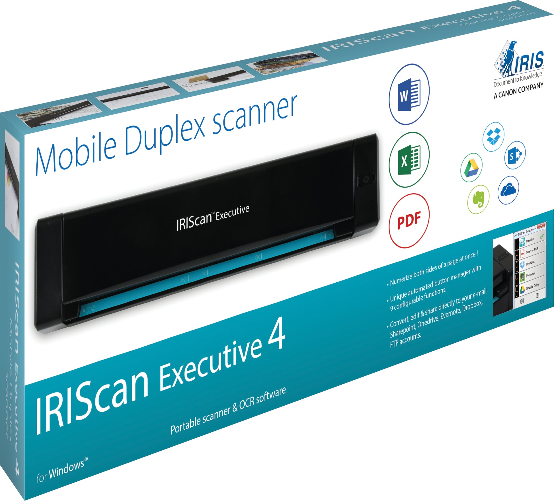 I.R.I.S. IRIScan Executive 4 Duplex – Mobiler Scanner, A4, Duplex