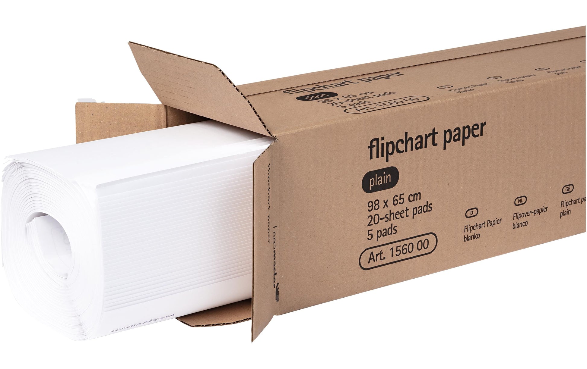 Legamaster Flipchartblock Blanko – 65 × 98 cm, 20 Blatt, 80 g/m², 6-fach Lochung