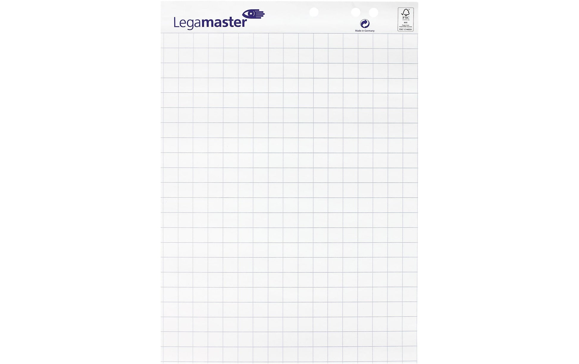 Legamaster Flipchart-Block – 65 × 98 cm, 20 Blatt/Block, 5 Blöcke, kariert, weiss, Papier, perforiert