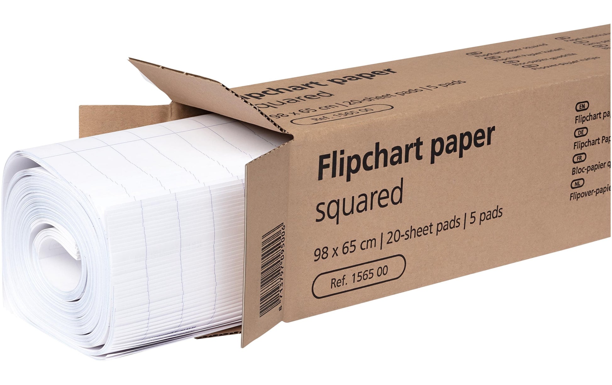 Legamaster Flipchart-Block – 65 × 98 cm, 20 Blatt/Block, 5 Blöcke, kariert, weiss, Papier, perforiert