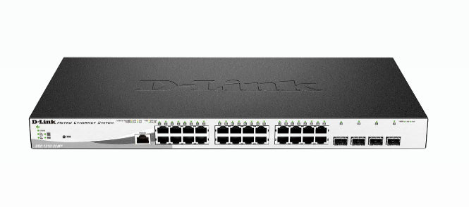 D-Link DGS-1210-28MP/E – Managed Switch – 24×GbE, 4×SFP, L2, PoE 370 W, 1U