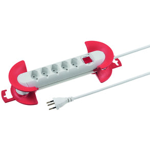 Steffen STEBA STRONG Steckdosenleiste, 5×T13, mit Schalter, 8 m, Wickelvorrichtung – Weiss