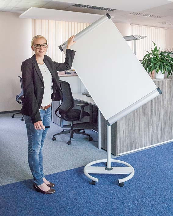 MAULsolid Flip2use Flipchart Mobil Rundfuss, magnetisch – 196 × 136 cm