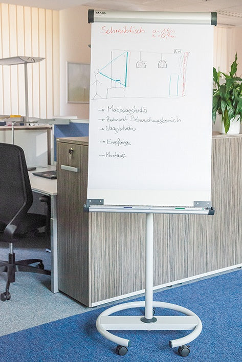 MAULsolid Flip2use Flipchart Mobil Rundfuss, magnetisch – 196 × 136 cm