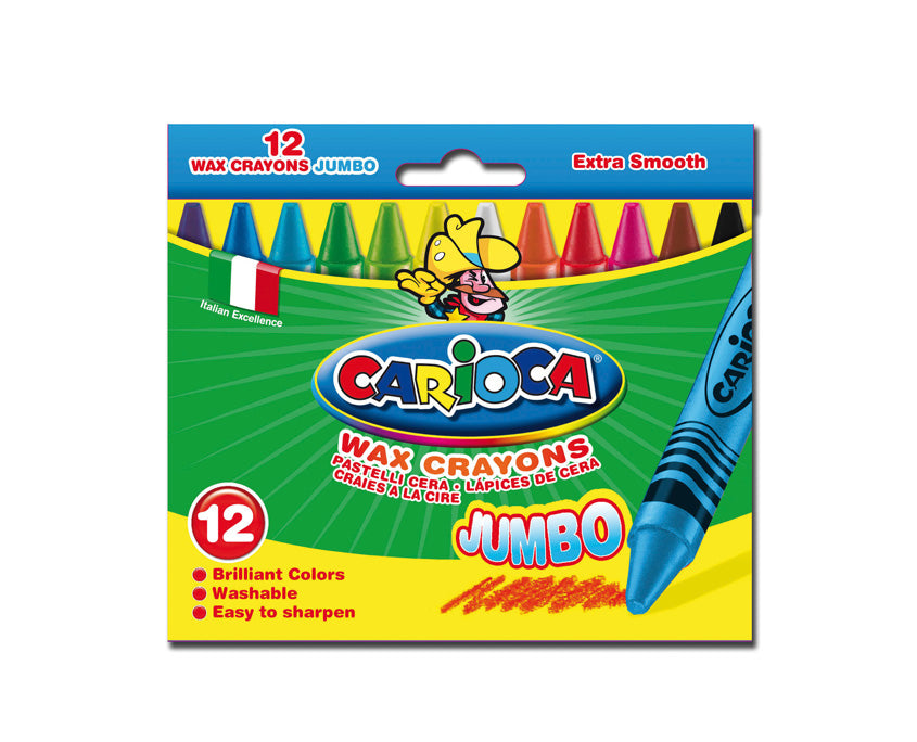 Carioca Maxi Wax Wachsmalkreiden – 12 Farben, Ø 12 mm, Karton