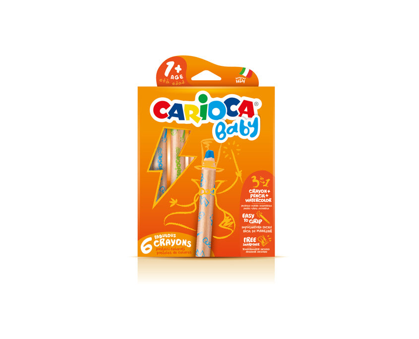 Carioca Baby 3 in 1 – 6 Stk., Jumbo, Ø 10 mm, Karton