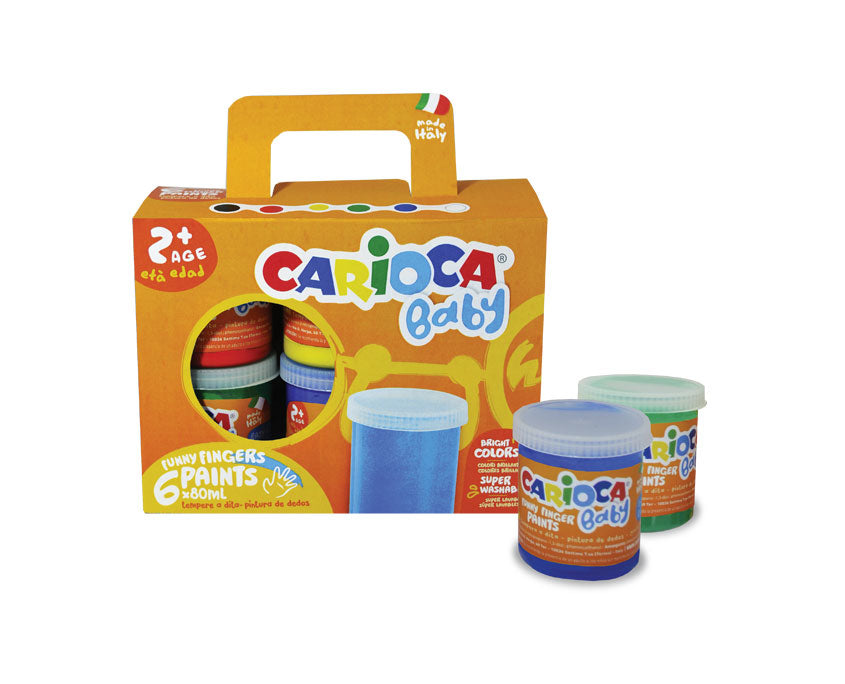 Carioca Baby-Fingermalfarben – Mehrfarbig – 6 Farben, 6×80 ml (480 ml)
