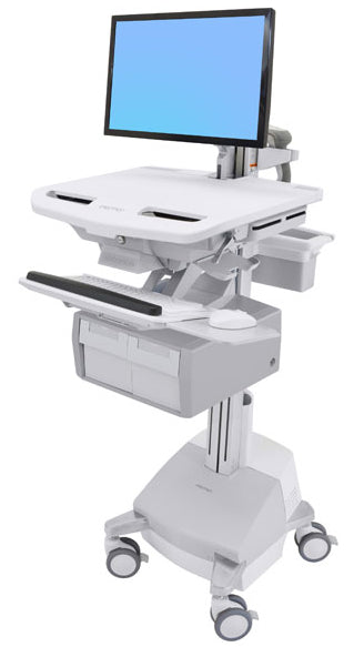 Ergotron SV44-12C1-C – Computerwagen mit LCD-Arm, 2 Schubladen, mit SLA-Akku, bis 24,0", Grau/Weiss