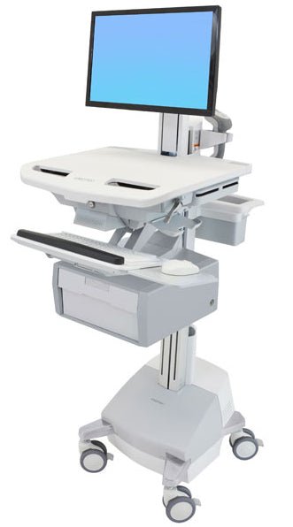 Ergotron StyleView SV44-13B1-C – Computerwagen mit LCD-Pivot, 1 Schublade, mit SLA-Akku, bis 24", Grau/Weiss