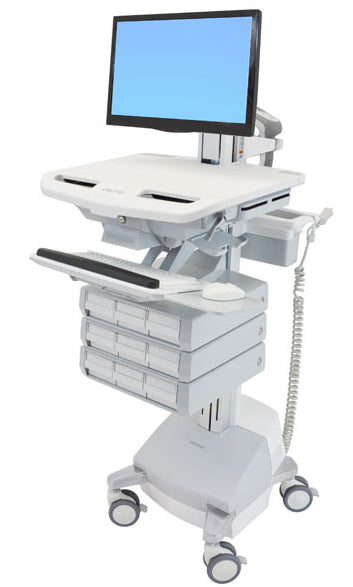 Ergotron StyleView SV44-1391-C – Computerwagen mit LCD-Pivot, 9 Schubladen, bis 24,0", Grau/Weiss