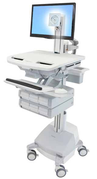 Ergotron StyleView SV44-1361-C – Computerwagen mit LCD-Pivot, 6 Schubladen, bis 24", Grau/Weiss